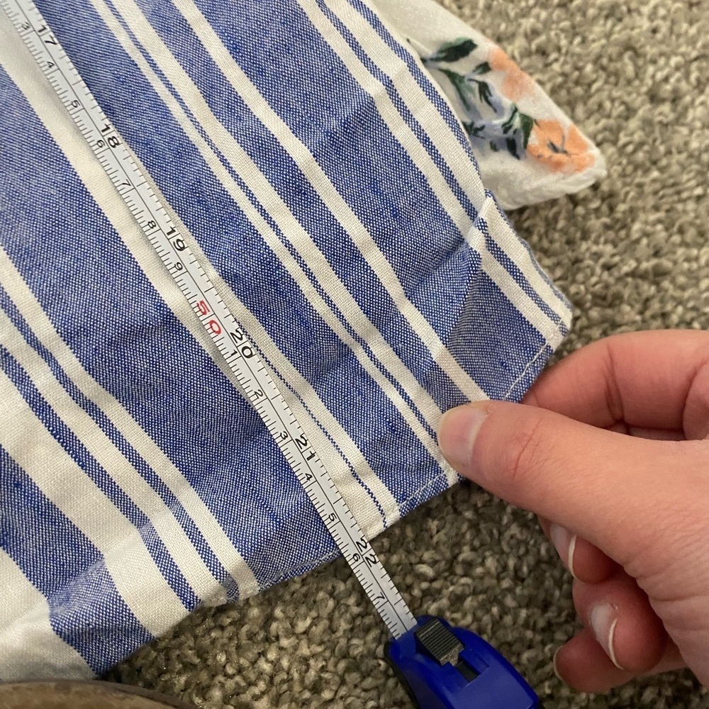 CAbi 5343 Wing Top Blue White Striped Linen Blend Blouse Crop Keyhole Size Small - Picture 5 of 10